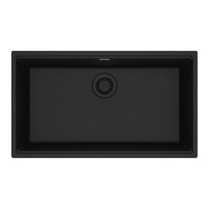 FRANKE MAG11029-ONY Maris Undermount 31-in x 17.81-in Granite Single Bowl Kitchen Sink in Onyx In Onyx