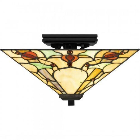 Quoizel TF5624MBK Tiffany Flush mount tiffany 2 lights matte black Flush Mount