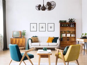 Matthews Fan VB-BZZT-MTL Vent-Bettina 360° dual headed rotational ceiling fan in bronzette finish with metal blades.