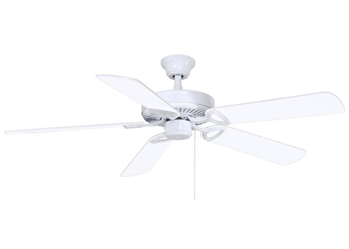 Matthews Fan AM-TW-WH-52 America 3-speed ceiling fan in gloss white finish with 52" white blades. Made in Taiwan