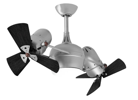 Matthews Fan DGLK-BN-WDBK Dagny 360° double-headed rotational ceiling fan with light kit in Brushed Nickel finish with solid matte black wood blades.