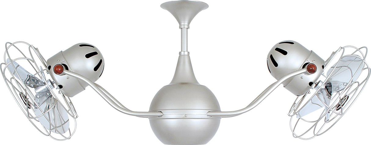 Matthews Fan VB-BN-MTL Vent-Bettina 360° dual headed rotational ceiling fan in brushed nickel finish with metal blades.