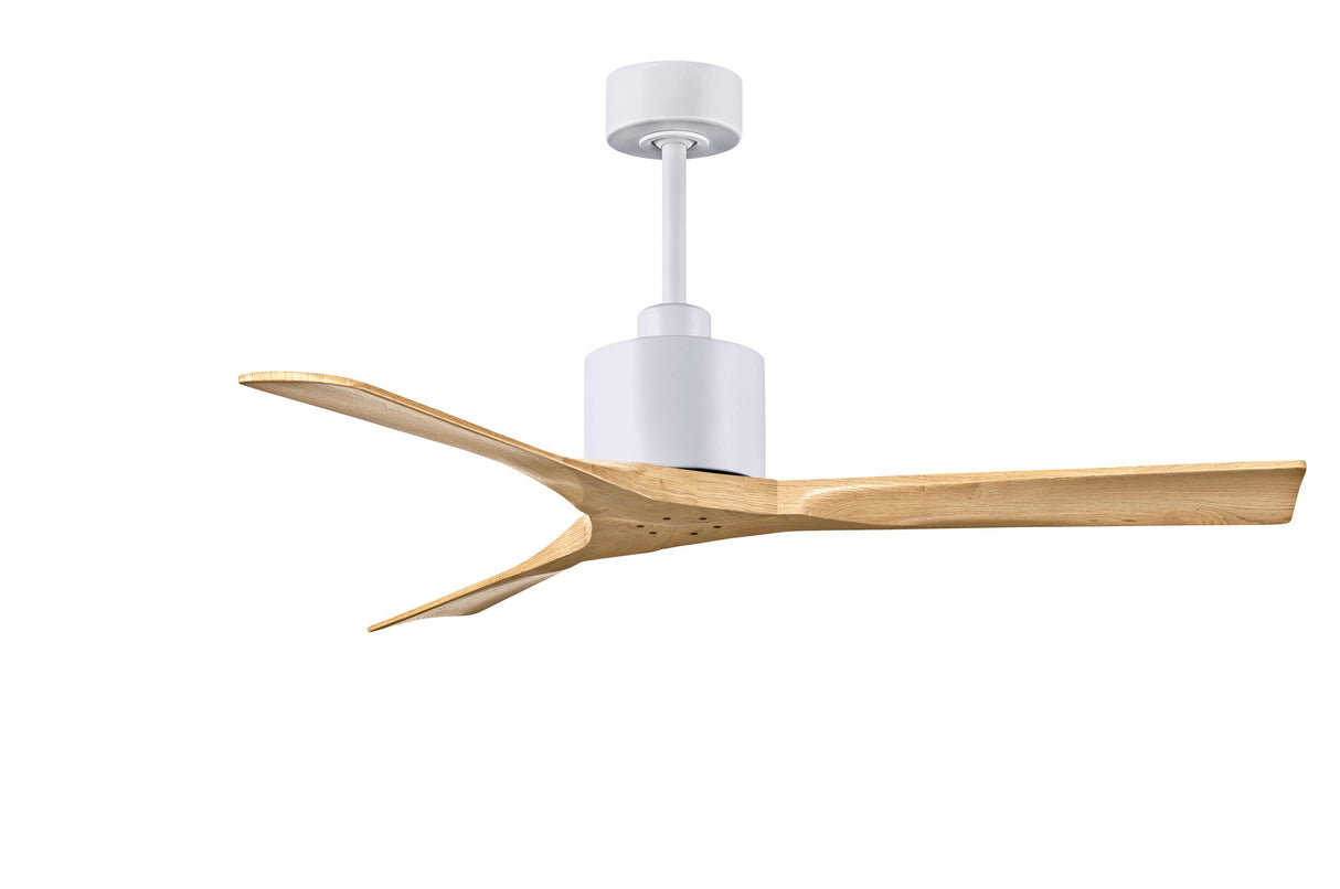 Matthews Fan NK-MWH-LM-52 Nan 6-speed ceiling fan in Matte White finish with 52” solid light maple tone wood blades