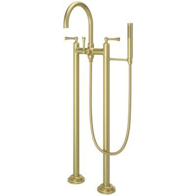 Pfister Brushed Gold Traditional 2-handle Tub Filler With Hand Shower LG6-1TBBG
