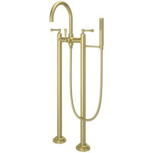 Tisbury Traditional Free-standing Tub Filler with Hand Shower in Brushed Gold
