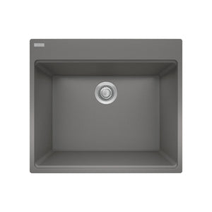 FRANKE MAG61023L-SHG-S Maris Dual Mount 25-in x 22-in Granite Dual Mount Single Bowl Laundry Sink in Stone Grey In Stone Grey