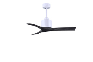 Matthews Fan NK-MWH-BK-42 Nan 6-speed ceiling fan in Matte White finish with 42” solid matte black wood blades