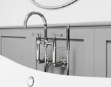 Tisbury Wall Mount 2-Handle Tub Filler with Hand Shower in Polished Chrome