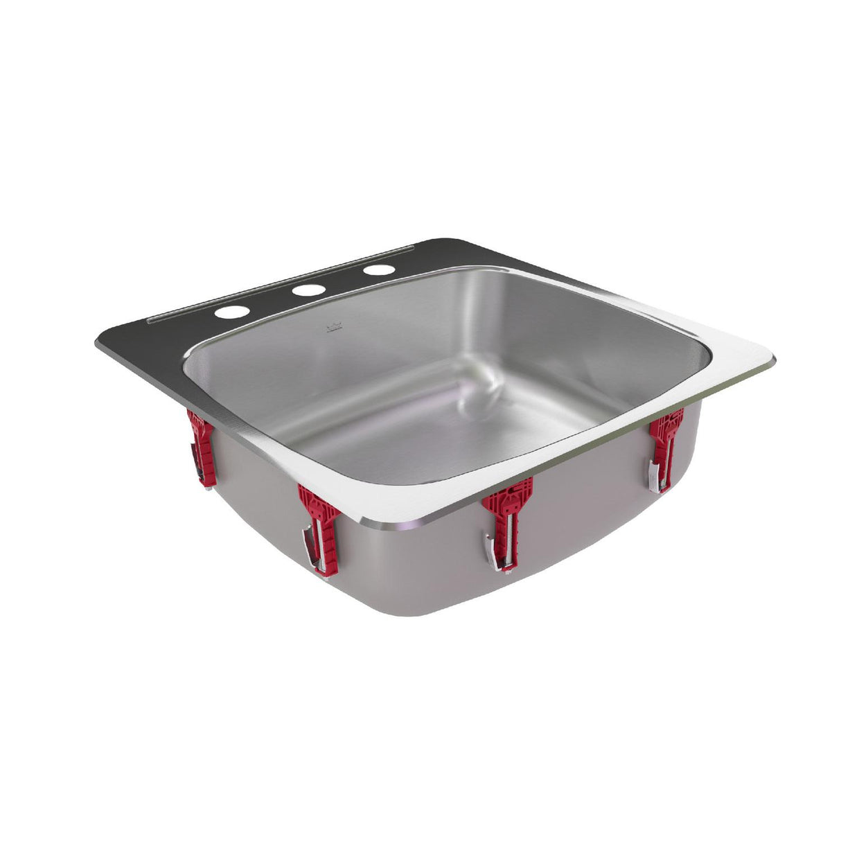 KINDRED RSL2020-3N Reginox 20.13-in LR x 20.56-in FB x 7-in DP Drop In Single Bowl 3-Hole Stainless Steel Kitchen Sink In Linear Brushed Bowl with Mirror Finished Rim