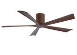 Matthews Fan IR5H-WN-WA-60 Irene-5H five-blade flush mount paddle fan in Walnut finish with 60” solid walnut tone blades. 