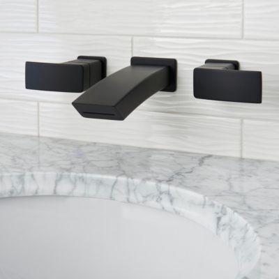 Pfister Black Kenzo Wall Mount Widespread Bath Faucet LG49-DF3B