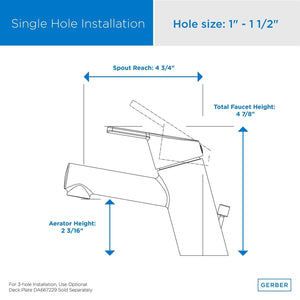 Gerber D224530 Chrome Amalfi Single Handle Top Control Lavatory Faucet