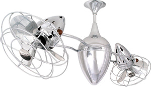 Matthews Fan AR-CR-MTL-DAMP Ar Ruthiane 360° dual headed rotational ceiling fan in polished chrome finish with metal blades for damp location.