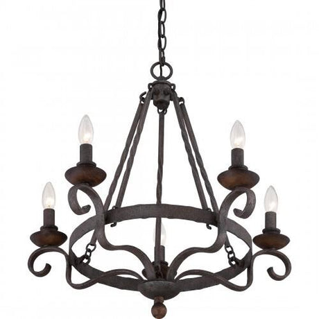 Quoizel NBE5005RK Noble Chandelier 5-light rustic black Chandelier