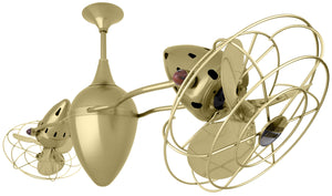 Matthews Fan AR-BRBR-MTL Ar Ruthiane 360° dual headed rotational ceiling fan in brushed brass finish with metal blades.