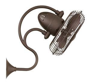 Matthews Fan ME-TB Melody 3-speed oscillating wall-mounted Art Nouveau style fan in textured bronze finish.