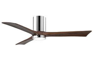 Matthews Fan IR3HLK-CR-WA-52 Irene-3HLK three-blade flush mount paddle fan in Polished Chrome finish with 52” solid walnut tone blades and integrated LED light kit.