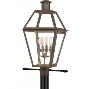 Quoizel RO9014IZ Rue De Royal Outdoor post 4 light industrial bronze Outdoor Lantern