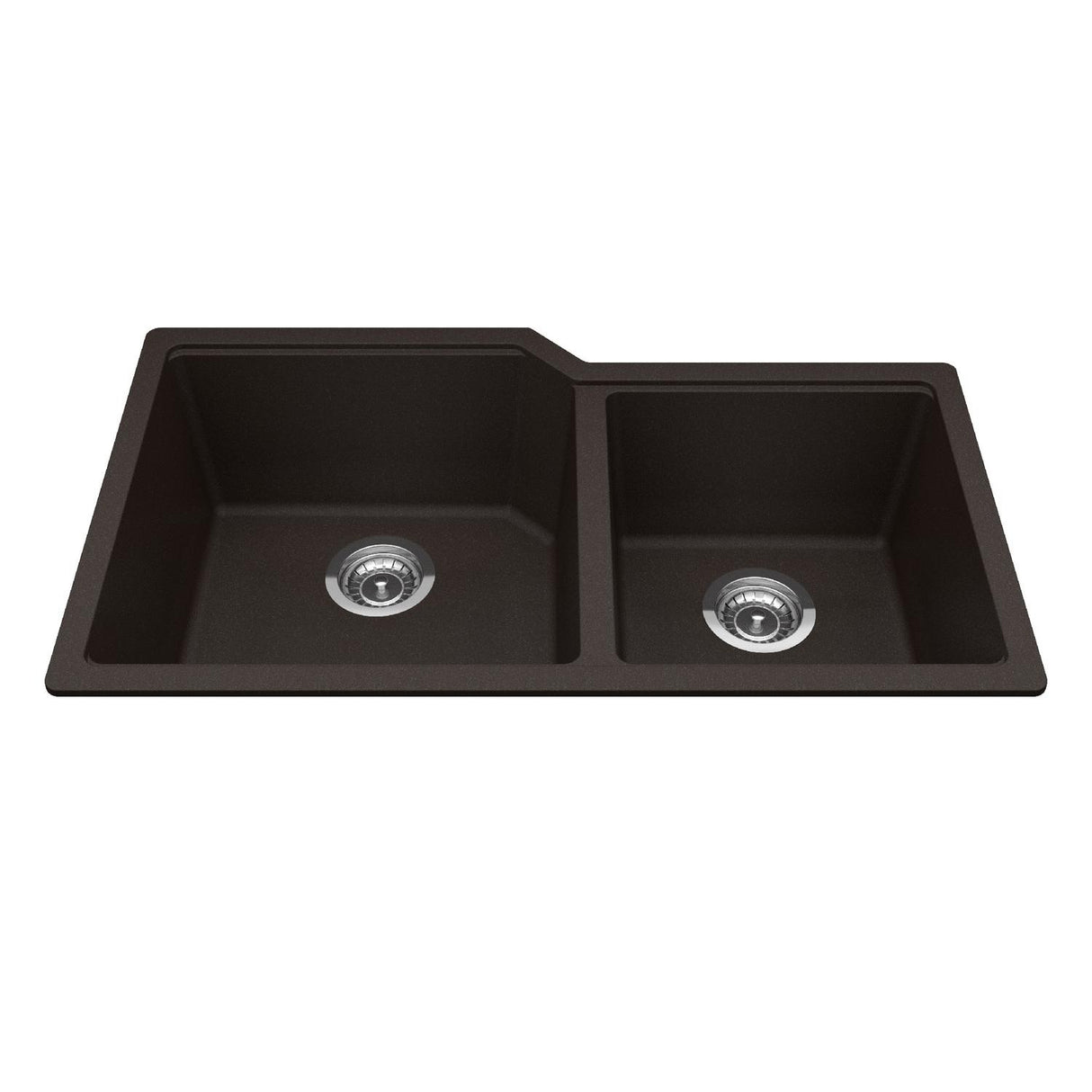 KINDRED MGC2034U-9ESN Granite Series 33.88-in LR x 19.69-in FB Undermount Double Bowl Granite Kitchen Sink in Mocha In Mocha