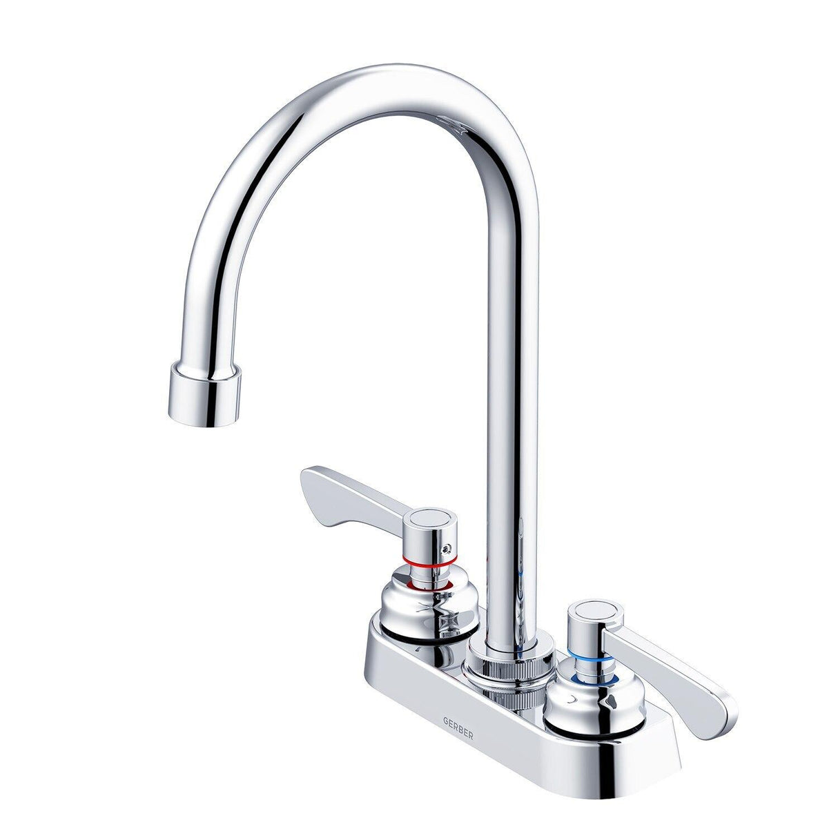 Gerber GC444555 Chrome Commercial Two Handle Centerset Lavatory Faucet W/ GOOSENECK...
