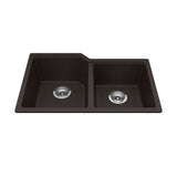 KINDRED MGC2031U-9ESN Granite Series 30.69-in LR x 19.69-in FB Undermount Double Bowl Granite Kitchen Sink in Mocha In Mocha