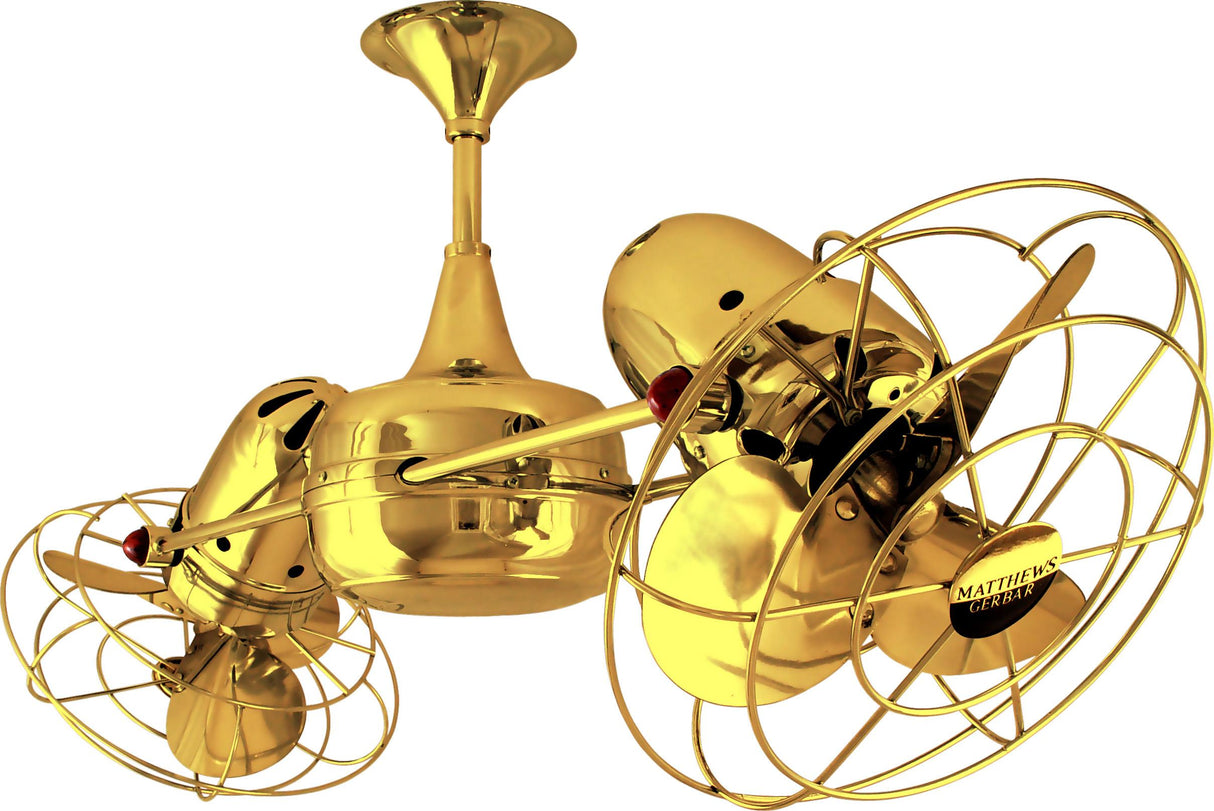 Matthews Fan DD-GOLD-MTL Duplo Dinamico 360” rotational dual head ceiling fan in Ouro (Gold) finish with metal blades.