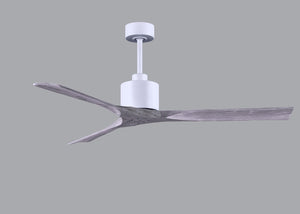 Matthews Fan NK-MWH-BW-60 Nan 6-speed ceiling fan in Matte White finish with 60” solid barn wood tone wood blades