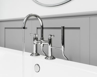 Pfister Polished Chrome Tisbury Deck Mounted Tub Filler LG6-2TBC