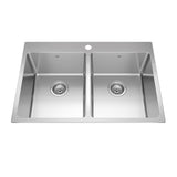 KINDRED BDL2131-9-1N Brookmore 31-in LR x 20.9-in FB x 9-in DP Drop in Double Bowl Stainless Steel Sink In Commercial Satin Finish