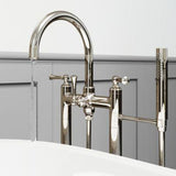 Tisbury Traditional 2-Handle Tub Filler with Hand Shower in Polished Nickel