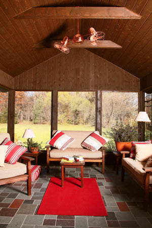 Matthews Fan DD-CP-MTL Duplo Dinamico 360” rotational dual head ceiling fan in Polished Copper finish with Metal blades.