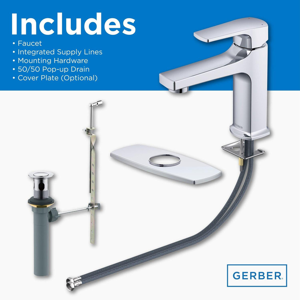Gerber D225070 Tribune Single Handle Bathroom Faucet - Chrome