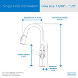 Gerber D150612BS Selene Single Handle Pull-down Prep Faucet - Satin Black
