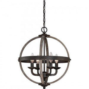Quoizel FSN5204RK Fusion 4lts foyer  rustic black 16.5"d Pendant