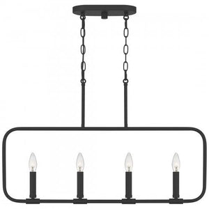 Quoizel ABR432MBK Abner Linear chandelier 4 light matte black Island Light
