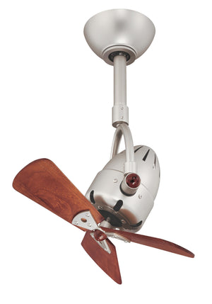 Matthews Fan DI-BN-WD Diane oscillating ceiling fan in Brushed Nickel finish with solid mahogany tone wood blades.