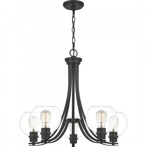 Quoizel PRUC5026MBK Pruitt Chandelier 5 light matte black Chandelier