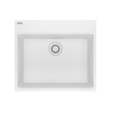 FRANKE MAG61023L-PWT Maris Dual Mount 25-in x 22-in Granite Dual Mount Single Bowl Laundry Sink in Polar White In Polar White