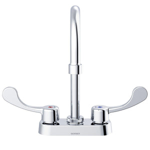 Gerber GC044555 Chrome Commercial Two Handle Centerset Lavatory Faucet W/ GOOSENECK...