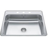 KINDRED CSLA2522-7-3N Creemore 25-in LR x 22-in FB x 7-in DP Drop In Single Bowl 3-Hole Stainless Steel Kitchen Sink In Commercial Satin Finish