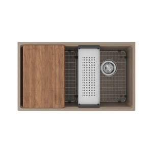 FRANKE MAG11031OW-OYS-WKC Maris Undermount 33-in x 19.31-in Granite Single Bowl Kitchen Sink in Oyster In Oyster