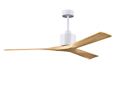 Matthews Fan NK-MWH-LM-60 Nan 6-speed ceiling fan in Matte White finish with 60” solid light maple tone wood blades