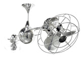 Matthews Fan IV-CR-MTL Italo Ventania 360° dual headed rotational ceiling fan in polished chrome finish with metal blades.