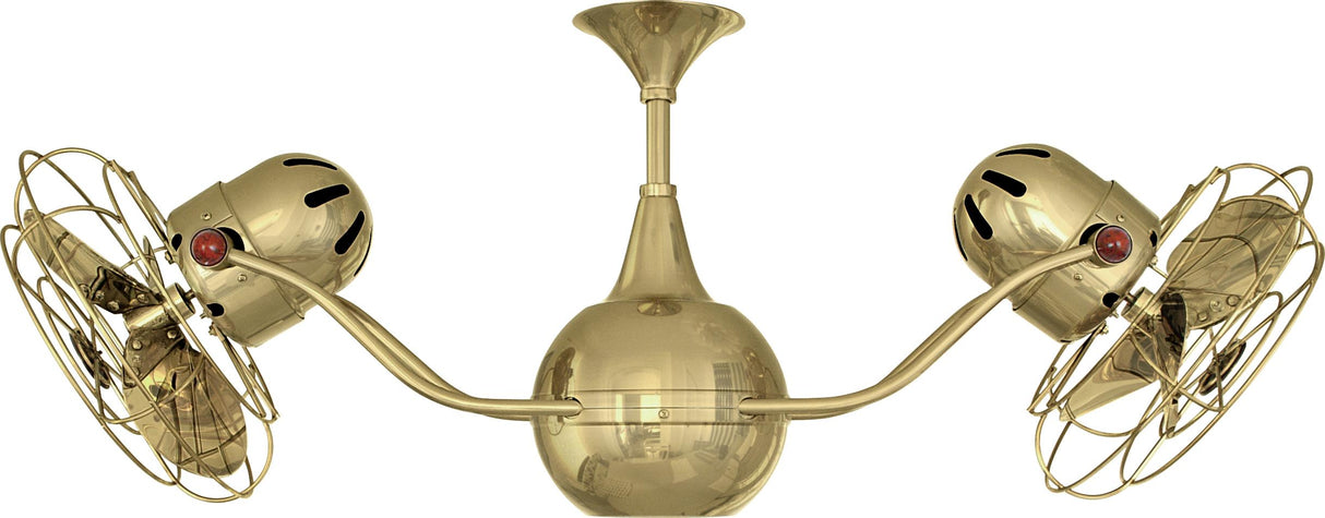 Matthews Fan VB-PB-MTL Vent-Bettina 360° dual headed rotational ceiling fan in polished brass finish with metal blades.