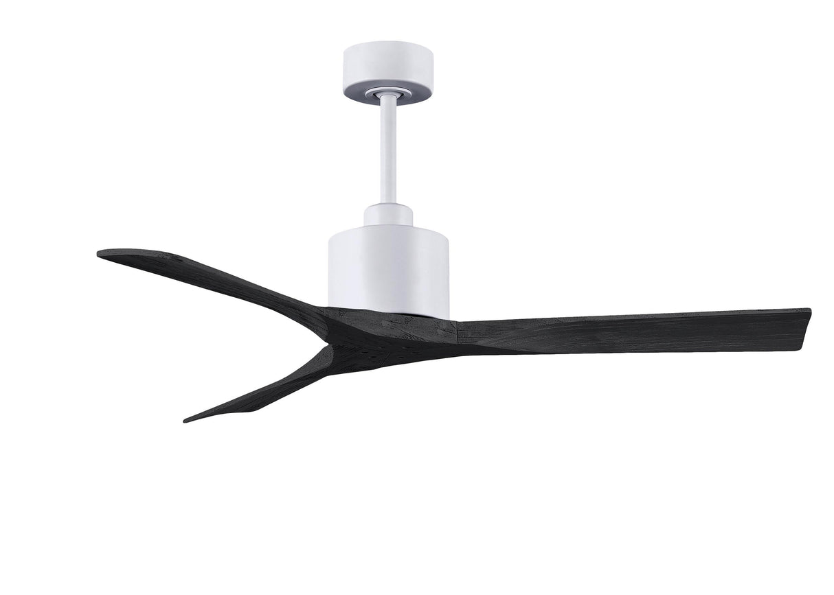 Matthews Fan NK-MWH-BK-52 Nan 6-speed ceiling fan in Matte White finish with 52” solid matte black wood blades