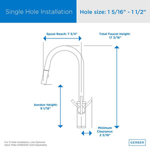 Gerber D454058BS Parma Cafe Single Handle Pull-down Kitchen Faucet - Satin Black