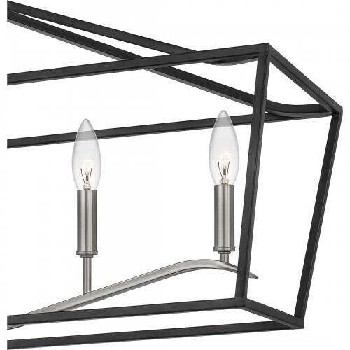 Quoizel CTA642MBK Catalina Linear chandelier 6 light matte black Island Light