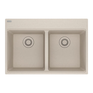 FRANKE MAG6201414-CHA Maris Topmount 31-in x 20.88-in Granite Double Bowl Kitchen Sink in Champagne In Champagne