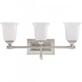 Quoizel NL8603BN Nicholas Mid Century Bath Vanity Wall Lighting, 3-Light, 300 Watts, Brushed Nickel (10"H x 22"W)