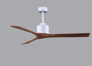 Matthews Fan NK-MWH-WA-60 Nan 6-speed ceiling fan in Matte White finish with 60” solid walnut tone wood blades